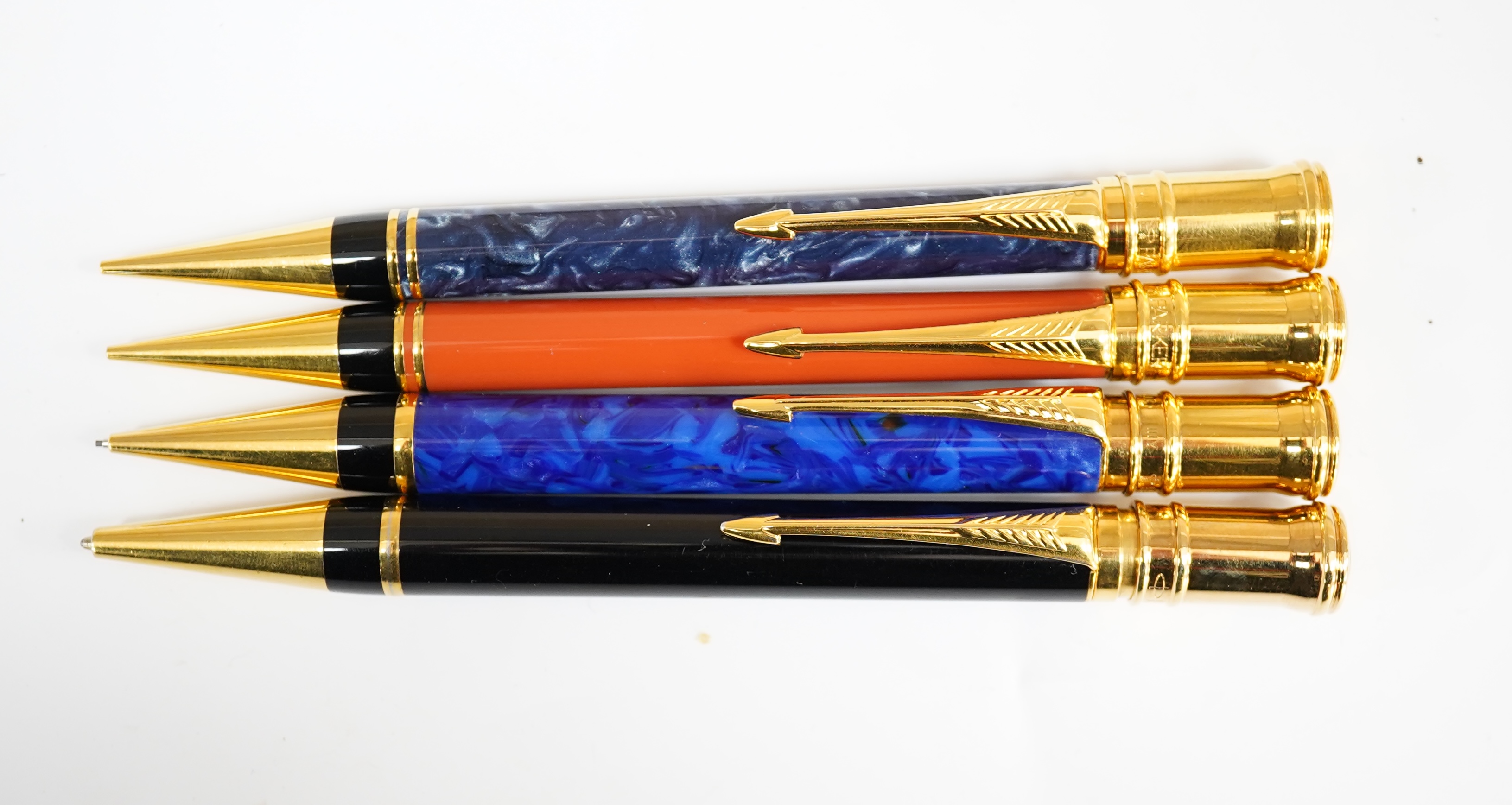 A Parker Duofold ballpen and three pencils